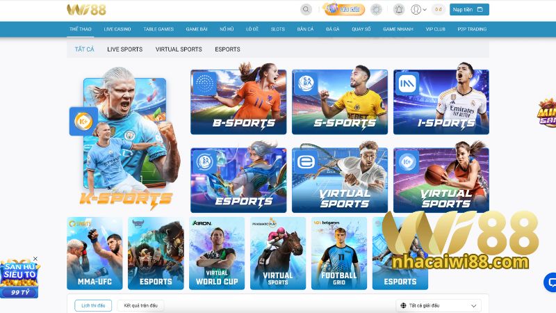 Loại hình cá cược thể thao Wi88 nổi bật Loại hình cá cược thể thao Wi88 nổi bật