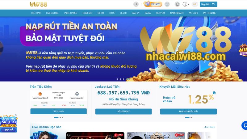 Hình thức nạp tiền và rút tiền Wi88