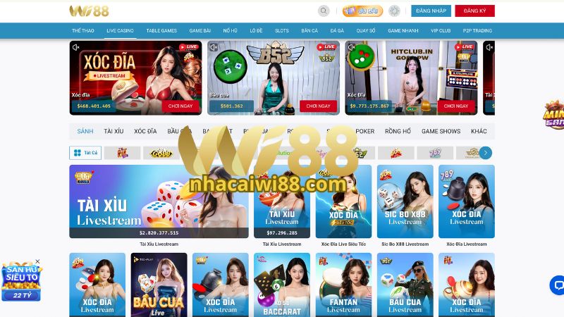 Tổng hợp những tựa game Casino Wi88 hấp dẫn nhất