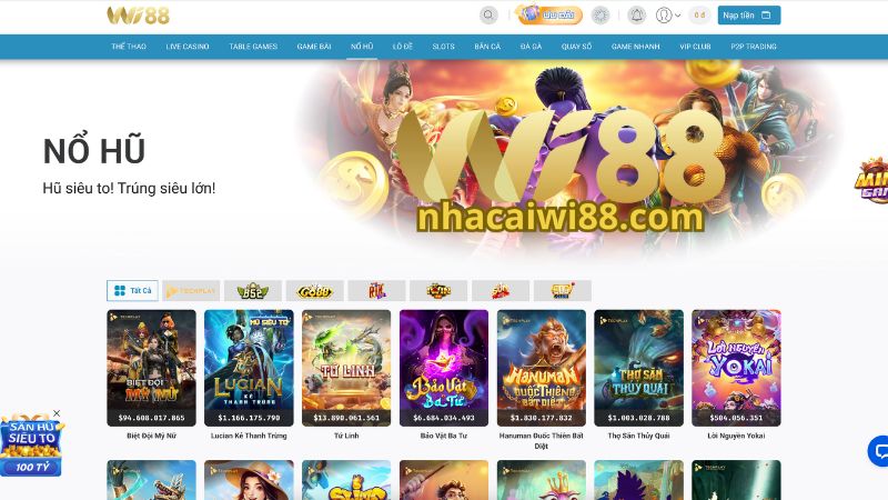 Tổng quan về sảnh nổ hũ Wi88 Tổng quan về sảnh nổ hũ Wi88