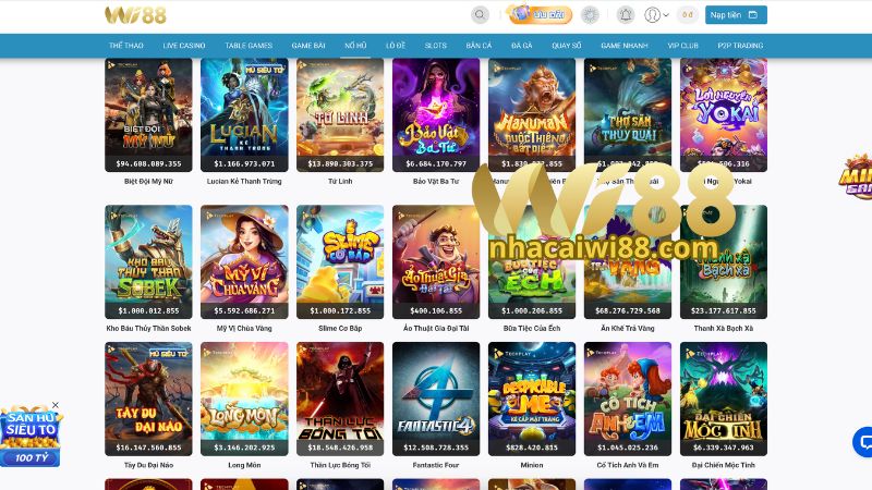 Top trò chơi nổ hũ online ăn khách trên nhà cái Wi88 Top trò chơi nổ hũ online ăn khách trên nhà cái Wi88