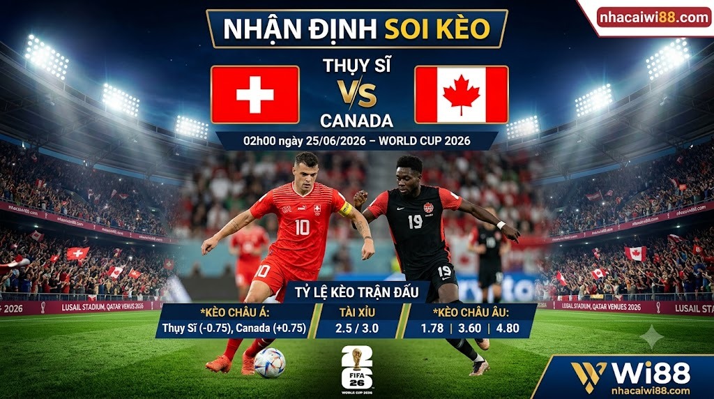 Nhận định soi kèo Thuỵ Sĩ vs Canada 02h00 ngày 25/06/2026 – World Cup 2026