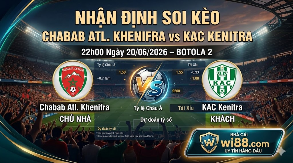 Nhận định soi kèo Chabab Atl. Khenifra vs KAC Kenitra 22h 00 ngày 20/06/2026 – Botola 2