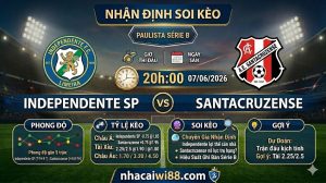 Nhận định soi kèo Independente SP vs Santacruzense 20h 00 ngày 07/06/2026 – Paulista Série B