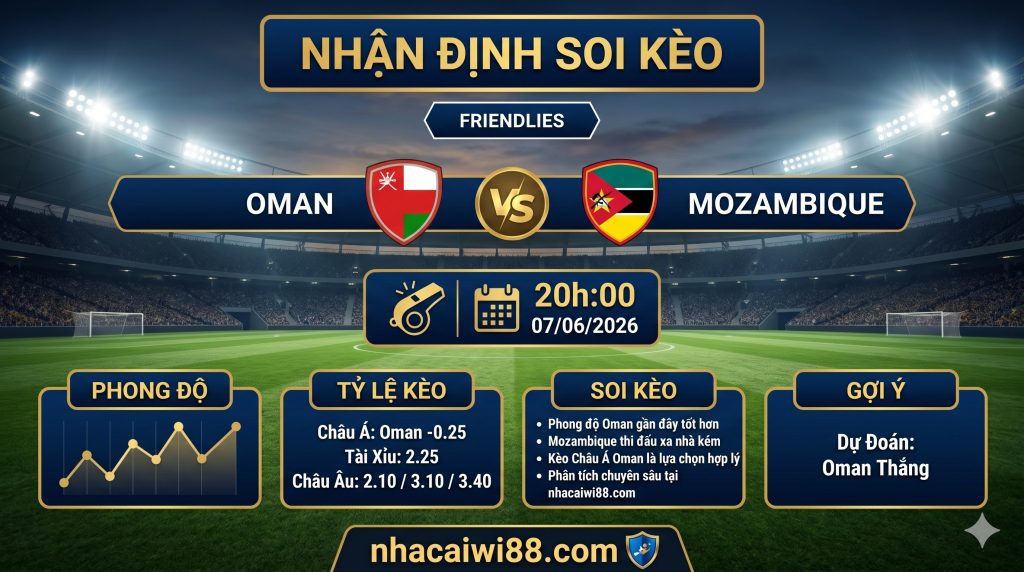 Nhận định soi kèo Oman vs Mozambique 20h 00 ngày 07/06/2026 – Friendlies