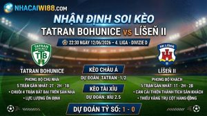 Nhận định soi kèo Tatran Bohunice vs Líšeň II 22h 30 ngày 12/06/2026 – 4. liga - Divizie D